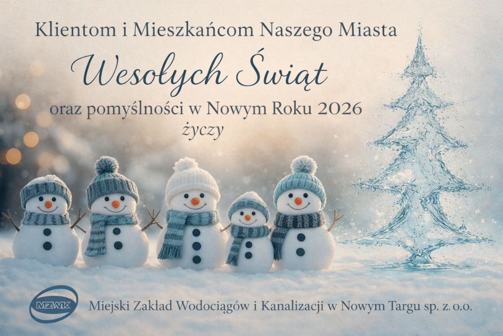Kartka świąteczna: Klientom i mieszkańcom naszego miasta wesołych świat oraz pomyślności w nowym roku 2026